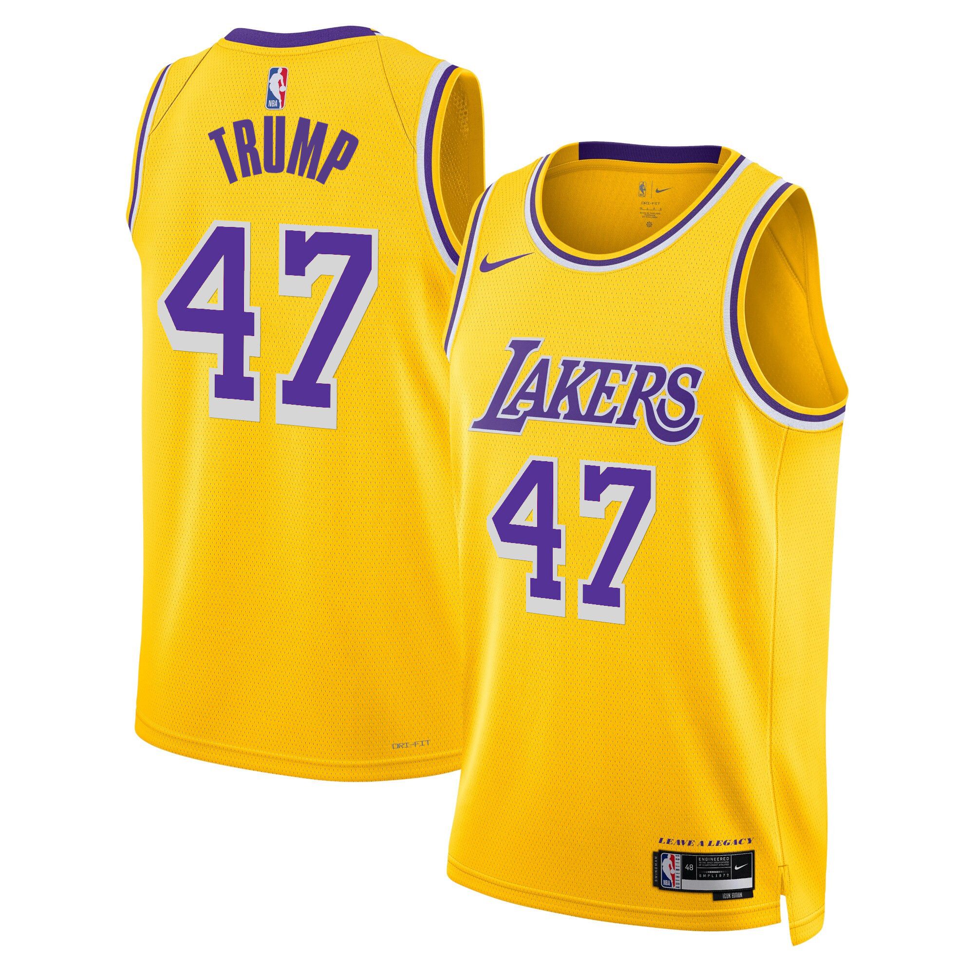 Men Los Angeles Lakers #47 Trump Yellow 2025 Nike Swingman NBA Jersey->->NBA Jersey